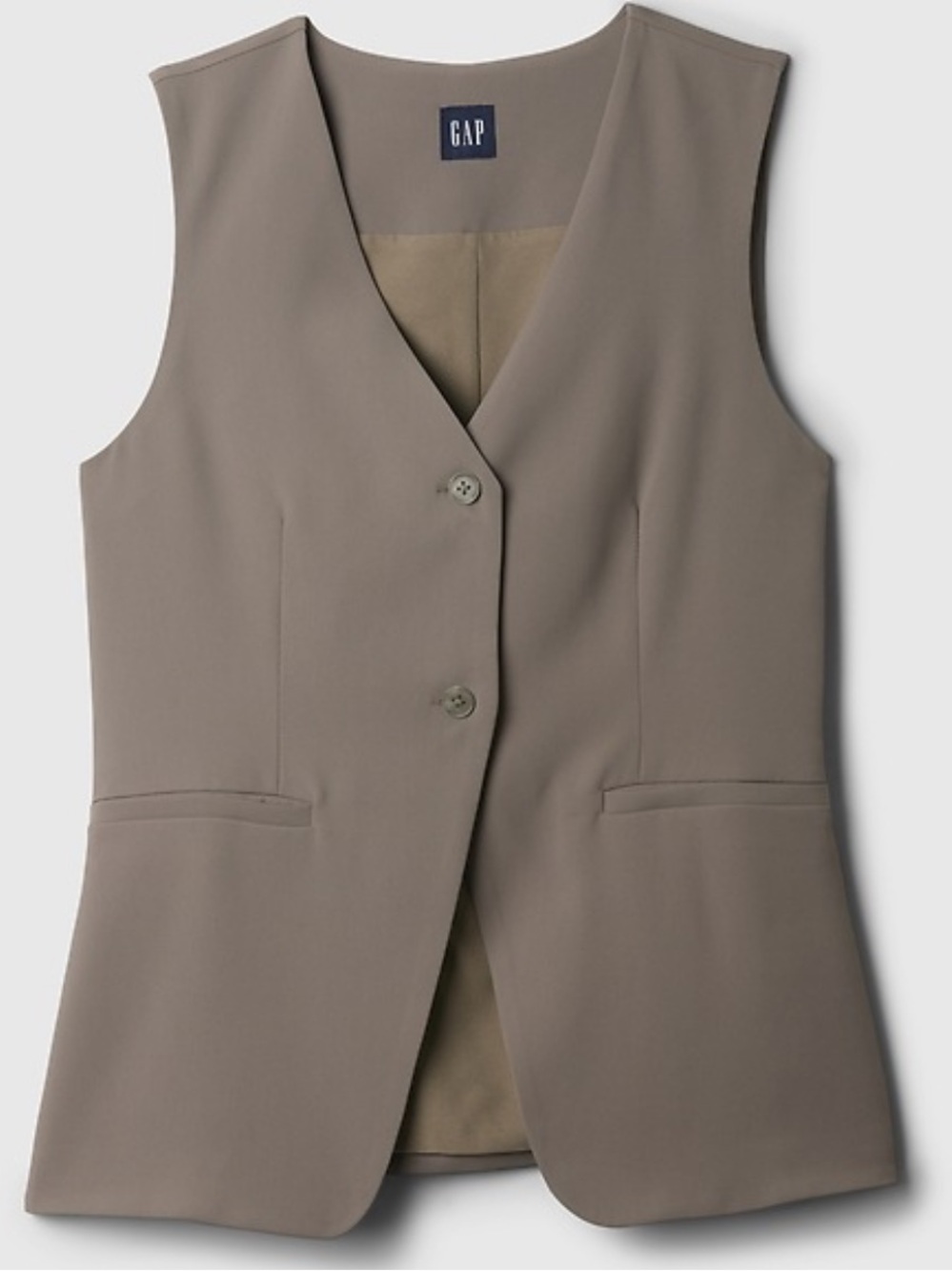 GAP Women's Taupe Sleeveless Tailored Vest - Neutral Taupe